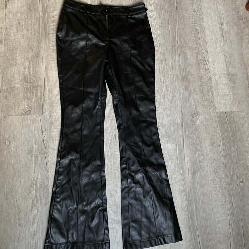 Nasty Gal Faux Leather High Waisted Star Bum Flare Pants